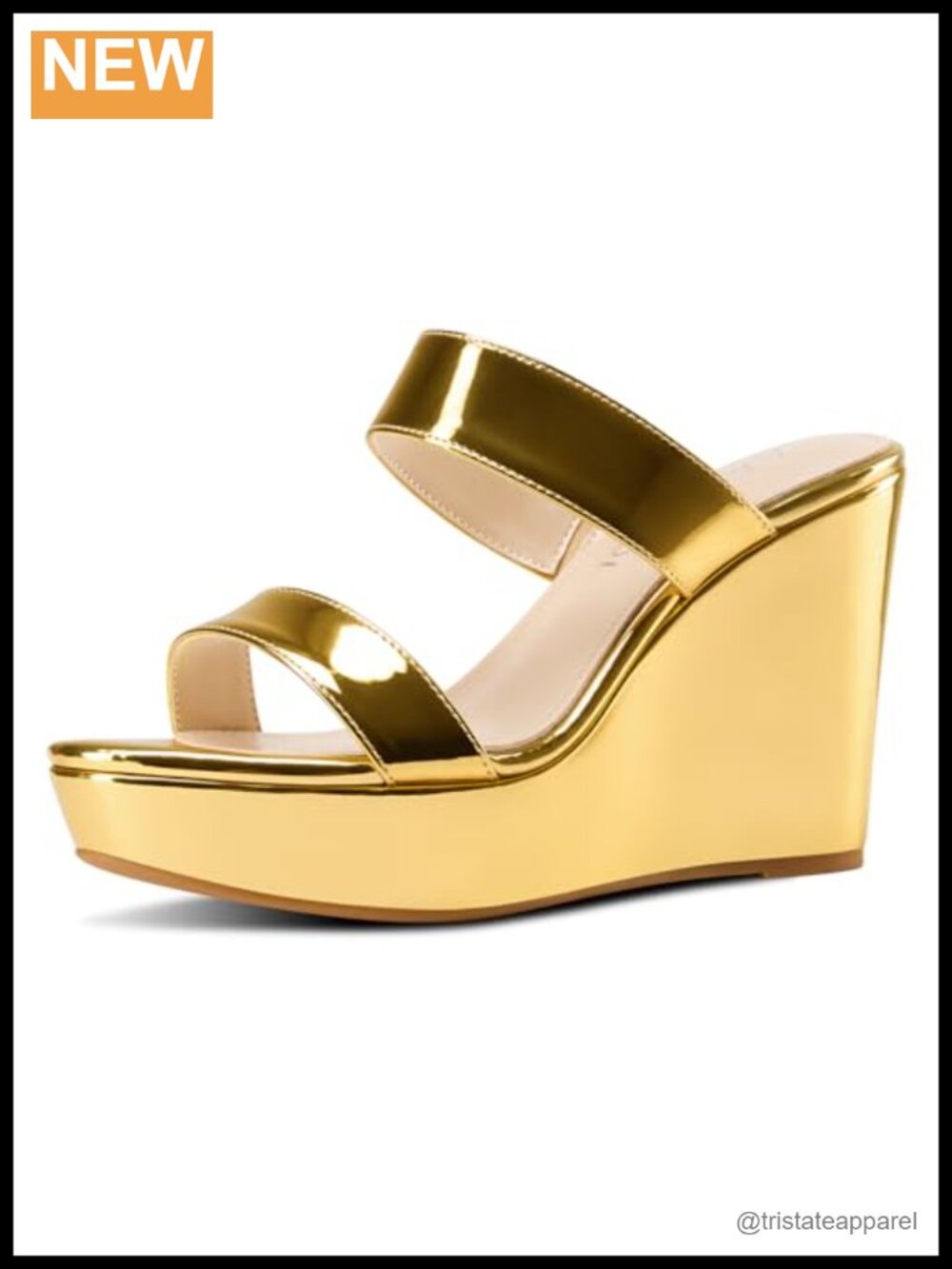Faux Leather Platform Wedge Sandals Open Toe Slip-On Mules Summer Dress Shoes